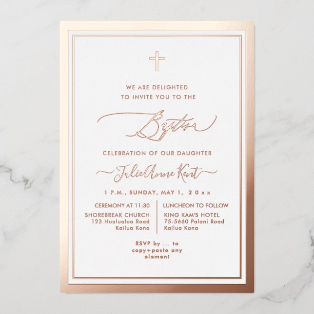 PixDezines Rose Gold Foil Baptism (Front)