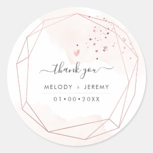 PixDezines Rose Gold Gem Stone facet frame Classic Round Sticker