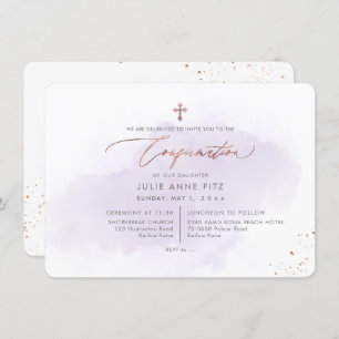 PixDezines Rose Gold H2 Purple Washed Confirmation Invitation