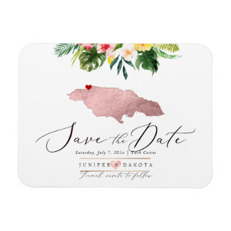 PixDezines Rose Gold Jamaica Map Magnet