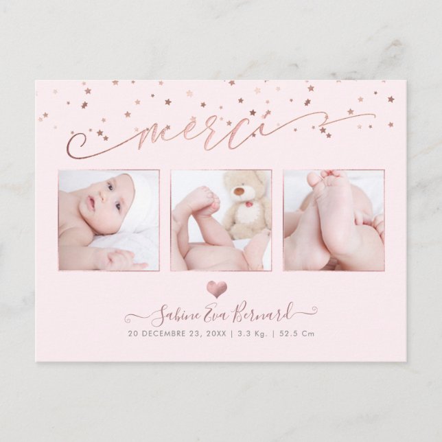 PixDezines Rose Gold les Étoiles Remerciements Postcard (Front)