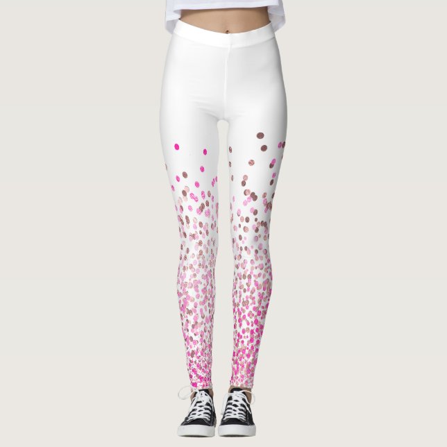 PixDezines Rose Gold/Pink/Confetti Leggings (Front)