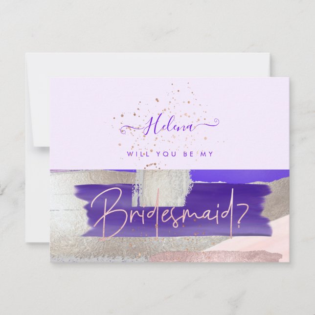 PixDezines Rose Gold+Purple Will You .. Bridesmaid Invitation (Front)
