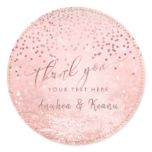 PixDezines Rose Gold Snow Bokeh+Confetti Thank You