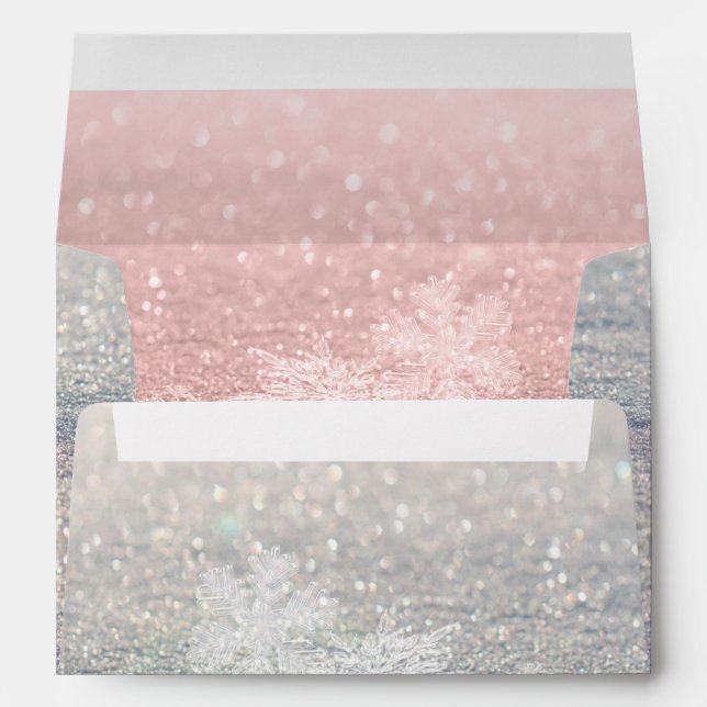 PixDezines Rose Gold Snowflakes + Bokeh, Envelope (Back (Bottom))