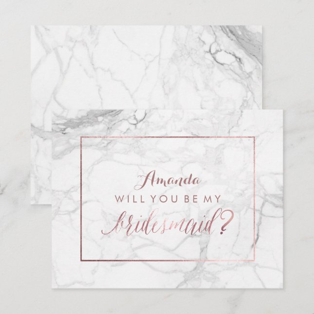 PixDezines Rose Gold Will You Be My Bridesmaid Invitation (Front/Back)