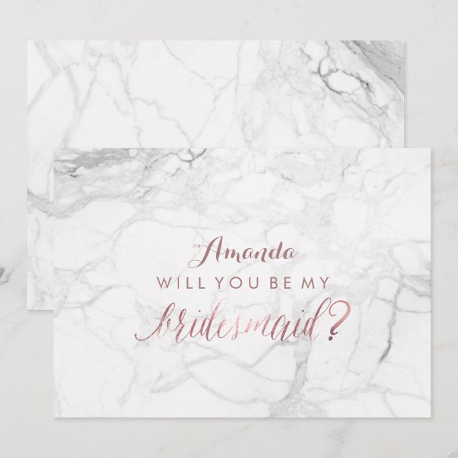 PixDezines Rose Gold Will You Be My Bridesmaid Invitation (Front/Back)