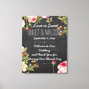 PixDezines Roses/DIY Chalkboard Wedding Reception Canvas Print