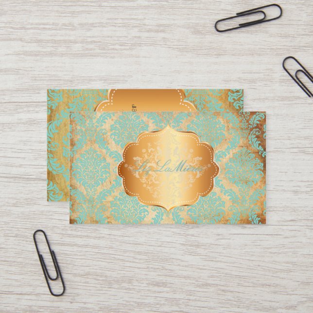 PixDezines Rosette damask/faux parchment Business Card (Front/Back In Situ)