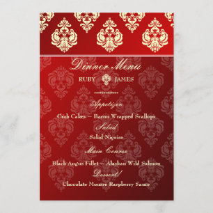 PixDezines Rossellini Damask, Ivory + Red Velvet Menu