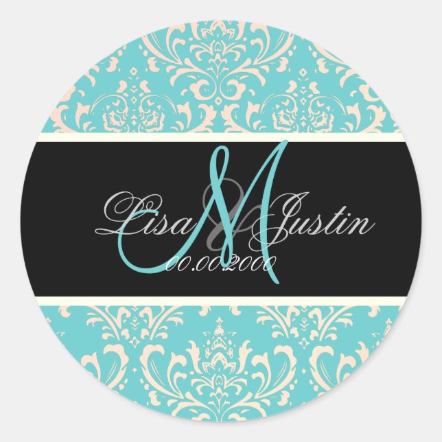 PixDezines Rossi Damask,  custom color!!!! Classic Round Sticker (Front)