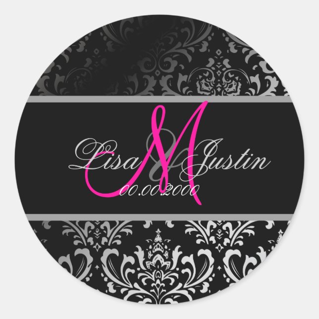 PixDezines Rossi Damask,  custom color!!!! Classic Round Sticker (Front)