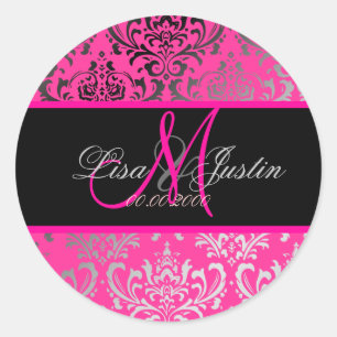 PixDezines Rossi Damask,  DIY color!!!! Classic Round Sticker
