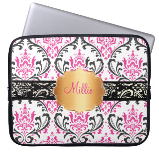 PixDezines Rossi Damask/DIY monogram+colour! Laptop Sleeve