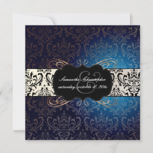 PixDezines Rossi Damask, midnight blue Invitation