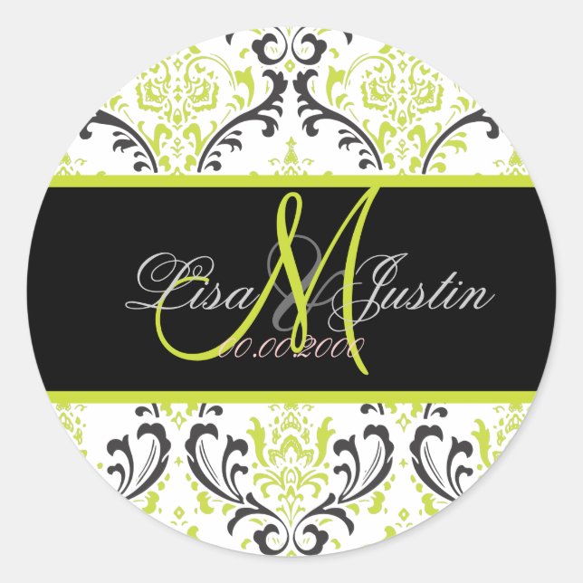 PixDezines Rossi Damask,  monogram stickers (Front)