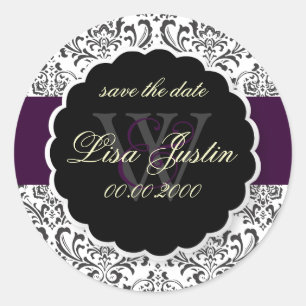 PixDezines Rossi Damask/Purple, DIY Color! Classic Round Sticker