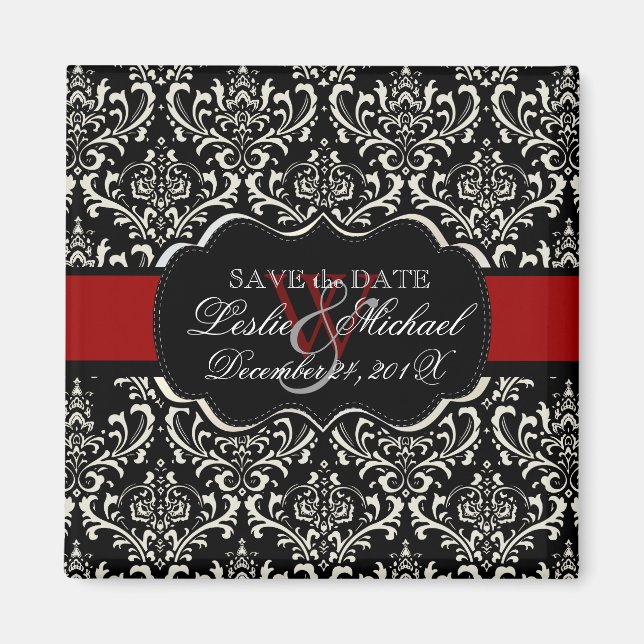 PixDezines Rossi Damask, Save Date Magnet (Front)