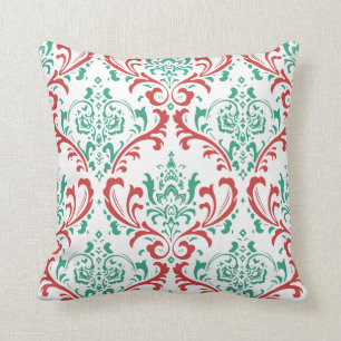 PixDezines Rossi Damask/Teal Green/Red Cushion