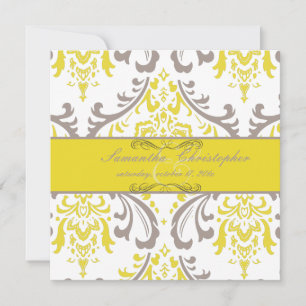 PixDezines Rossi Damask, Yellow+Mauve Invitation