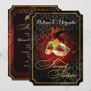 PixDezines Rossi Sweet 16 Masquerade/DIY colour!! Invitation