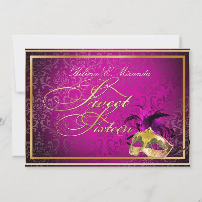 PixDezines Rossi Sweet 16 Masquerade/DIY colour!! Invitation (Front)
