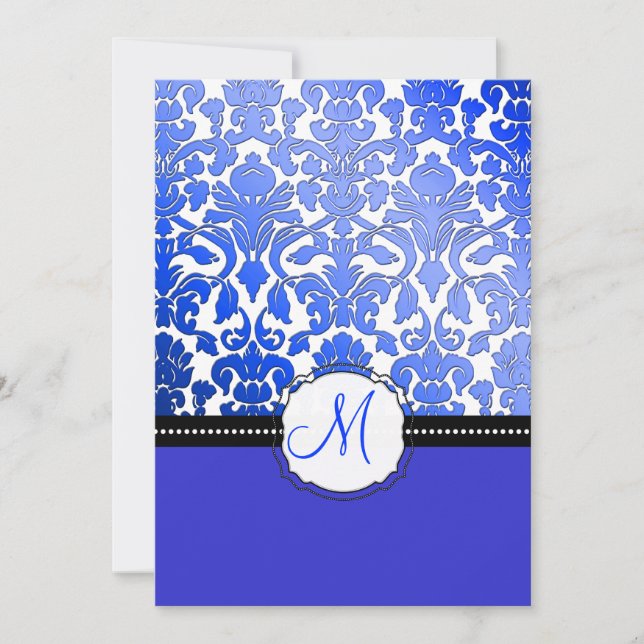 PixDezines royal blue flora damask/diy background Invitation (Front)