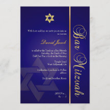 PixDezines ROYAL BLUE/GOLD/BAR MITZVAH INVITATIONS