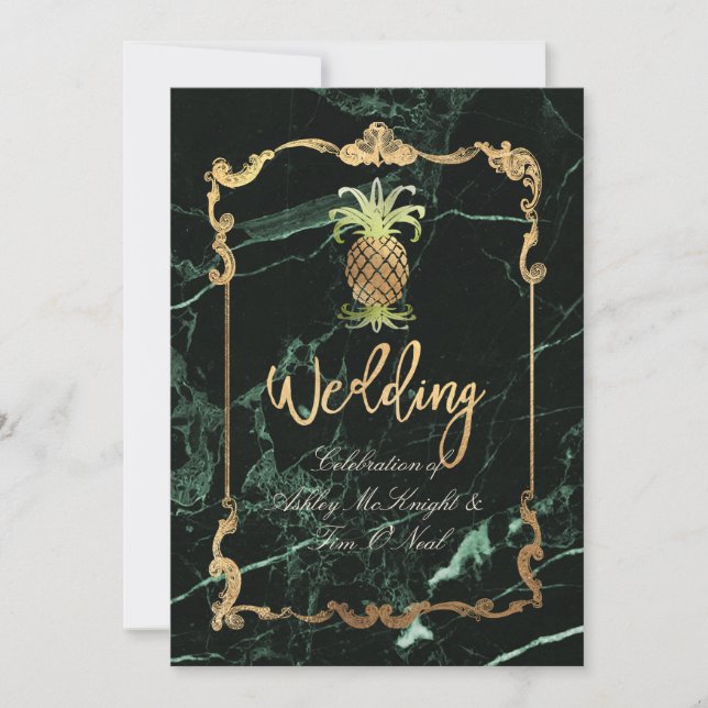 PixDezines Royal Hawaiian Pineapple/Marble Invitation (Front)