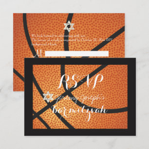 PixDezines RSVP Basketball Bar Mitzvah ✡ Invitation