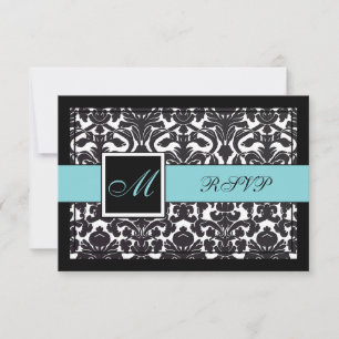 PixDezines rsvp Black Flora Damask/DIY colours Card