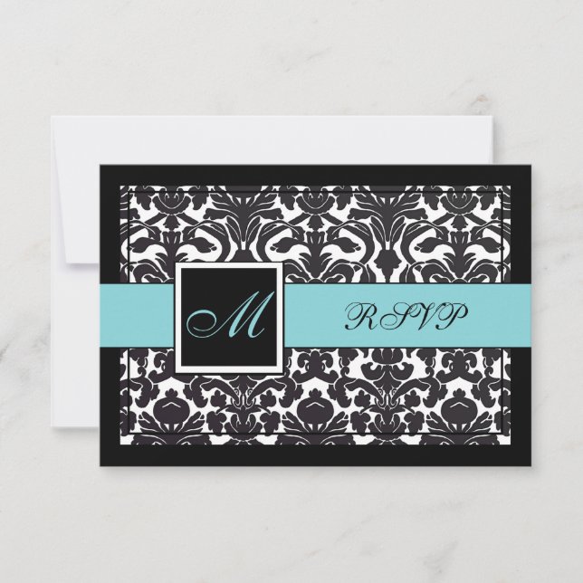 PixDezines rsvp Black Flora Damask/DIY colours Card (Front)