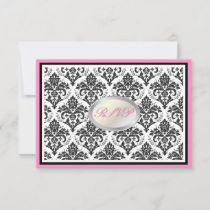 PixDezines rsvp black jolie damask/diy trim Card