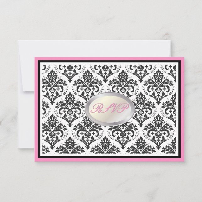 PixDezines rsvp black jolie damask/diy trim Card (Front)
