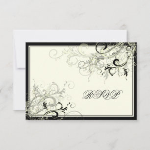 PixDezines RSVP BLACK SWIRLS/DIY BACKGROUND Card