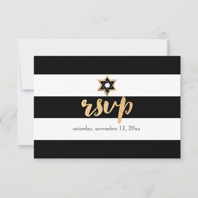 PixDezines rsvp black/white/stripes bar mitzvah (Front)