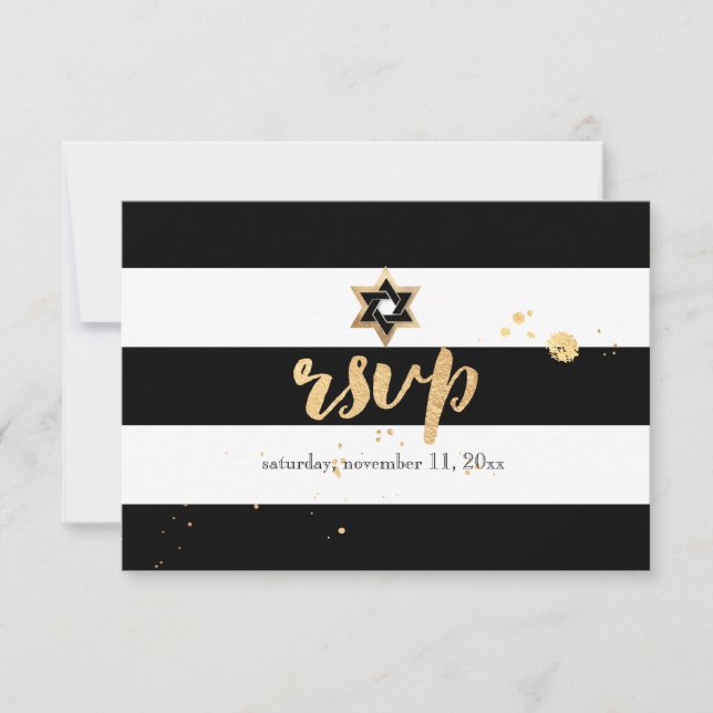 PixDezines rsvp black/white/stripes bar mitzvah (Front)