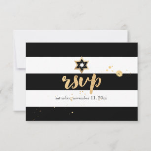 PixDezines rsvp black/white/stripes bar mitzvah Card