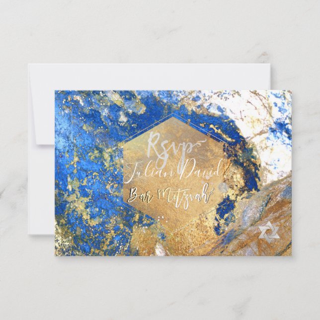 PixDezines RSVP Blue Granite Bar Mitzvah ✡ (Front)