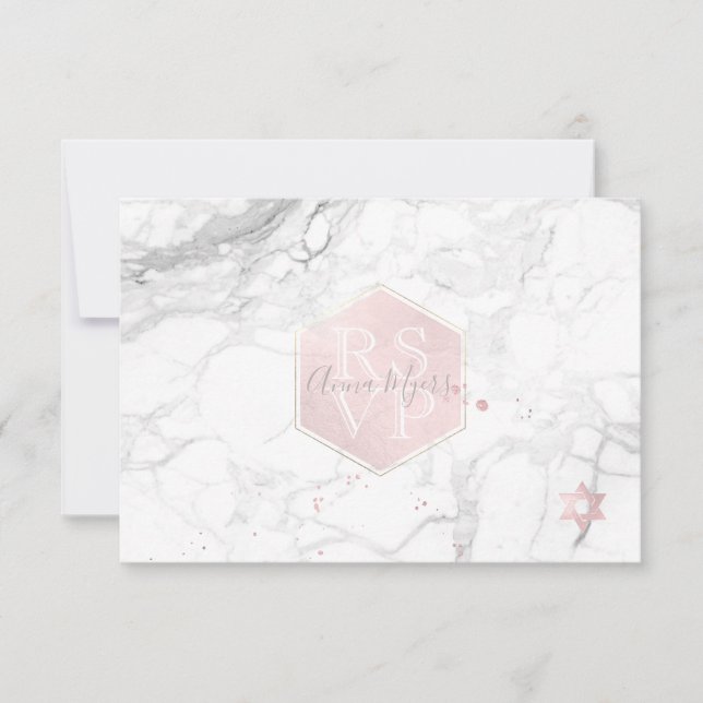 PixDezines RSVP Blush Pink Honeycomb Mitzvah ✡ (Front)