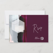 PixDezines RSVP Burgundy Watercolor Bat Mitzvah ✡
