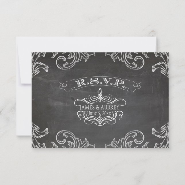 PixDezines rsvp chalkboard/rococo Card (Front)