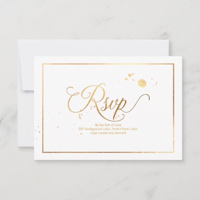 PixDezines RSVP Dazzled Faux Gold Marble Confetti (Front)