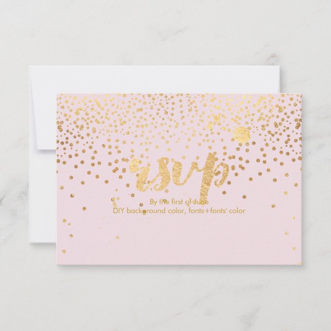 PixDezines RSVP Dazzled/Faux Gold/Rose Quartz Card (Front)