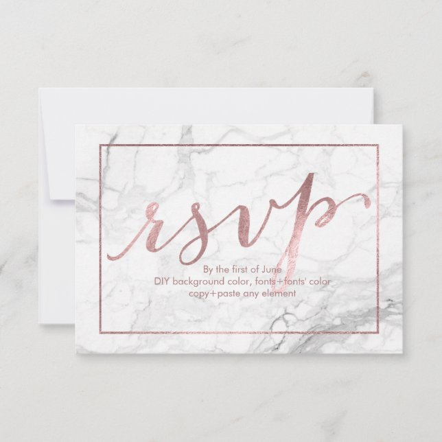 PixDezines RSVP Dazzled/Faux Rose Gold/Marble (Front)