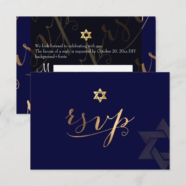 PixDezines rsvp DIY colour, Bar Mitzvah Invitation (Front/Back)
