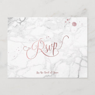 PixDezines RSVP/FAUX ROSE GOLD/MARBLE Invitation Postcard