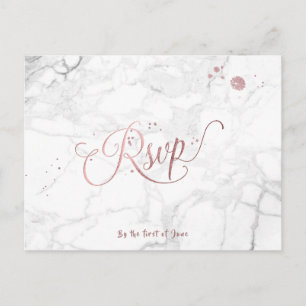 PixDezines RSVP/FAUX ROSE GOLD/MARBLE Invitation Postcard