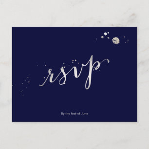 PixDezines RSVP/FAUX SILVER/FUN SCRIPT/DIY COLOR Invitation Postcard