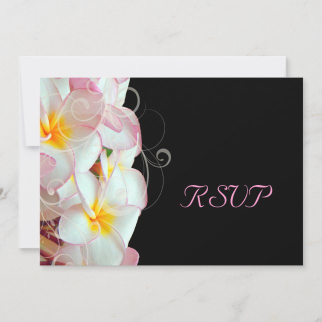 PixDezines rsvp for 5x7 Pink Plumeria/beach Invitation (Front)